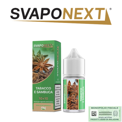 SVAPONEXT STARTER FLAVOUR MINI SHOT 10+10 TABACCO E SAMBUCA 10 ML